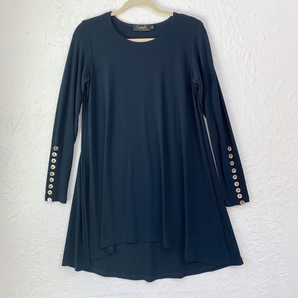 Sympli Quest Tunic Ponte Knit Lagenlook Navy Blue Sz 8 - Picture 2 of 10